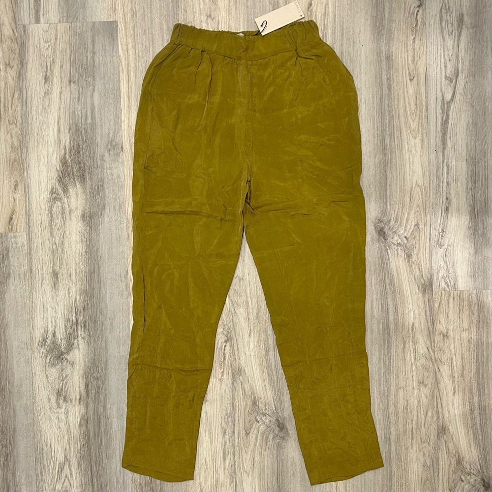 NWT Supertrash ST Studio Olive Green Pull On Elastic Waist Pants Size S EU 36